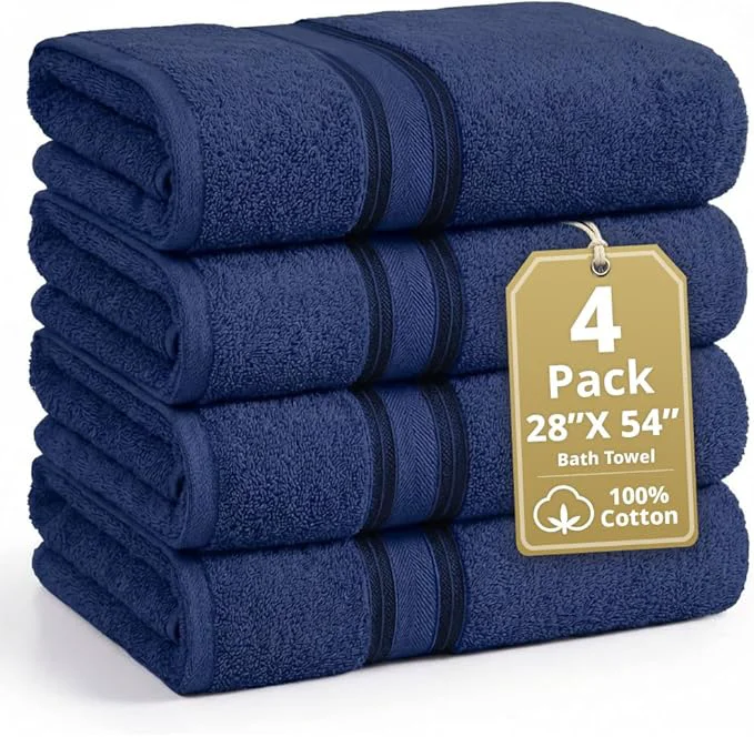 High-Quality LANE LINEN Cotton 4 Pack Bath Towels Long-Lasting