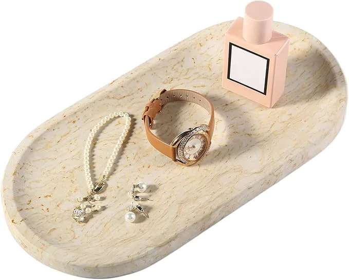Long-Lasting Koville Natural Marble Tray for Home Decor Stone Perfume Organizer Jewelry Organic