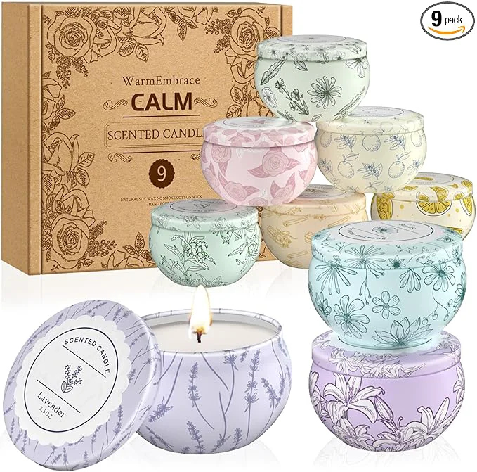 Exclusive WarmEmbrace Scented Candles Candle Set of 9 Long-Lasting Candles Professional