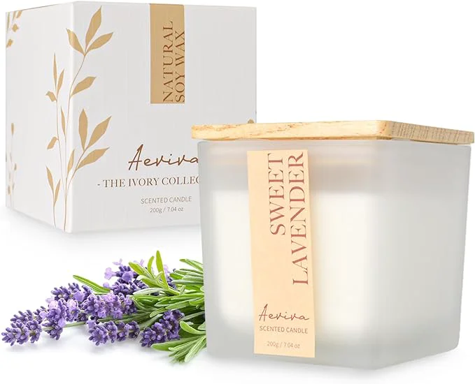 Luxury Scented Candle 7.04 oz Lavender Aromatherapy Candle Natural Soy Wax Advanced