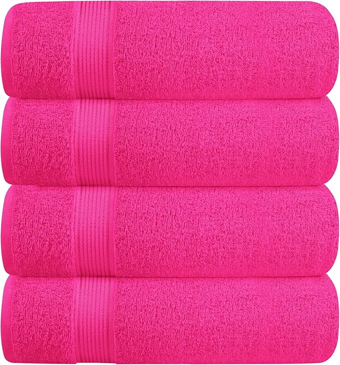 Expertly Made BELZZI Home Ultra Soft 4 Pack Oversized Bath Towel Set 27×54 Cotton Compact Classic
