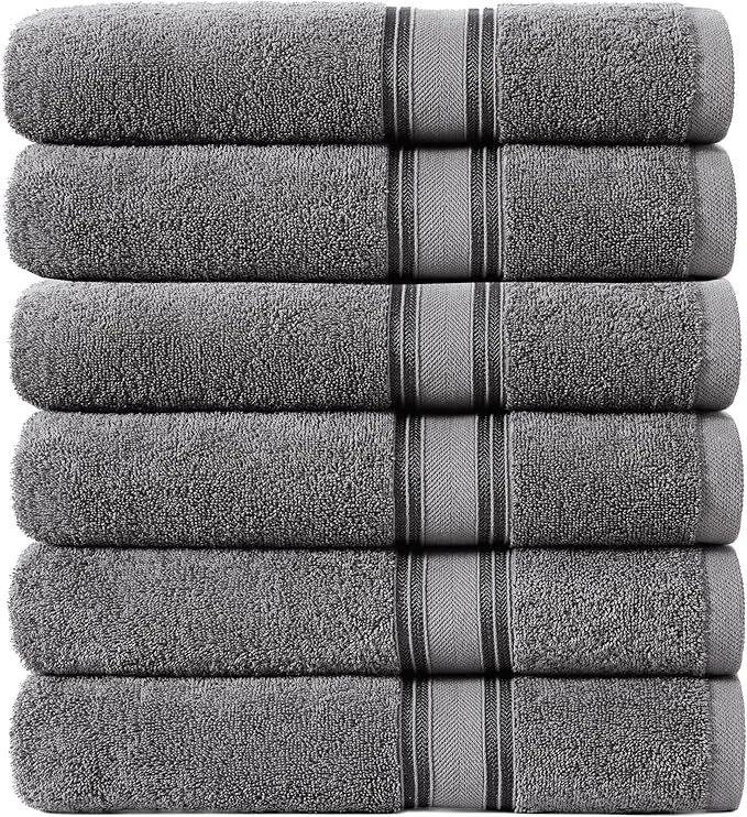 World-Class LANE LINEN Luxury Bath Towels Set of 6 Verified