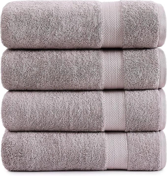 Premium Material LANE LINEN Mercerized Cotton Bath Sheets Set of 4 Relaxed