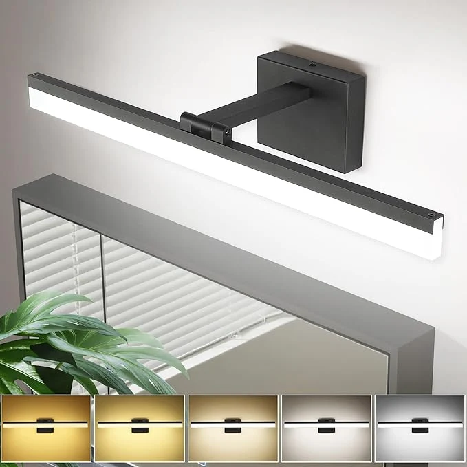 Healthy SOLFART 23.6 inch Black Bathroom Light Fixture 5 Color Temperature Dimmable LED Top-Quality