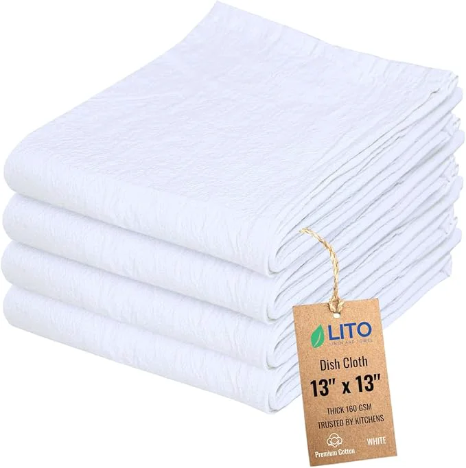 Stylish Dish Cloths Cotton Kitchen Wash Cloth Shop Towels Absorbent and Lint Solid