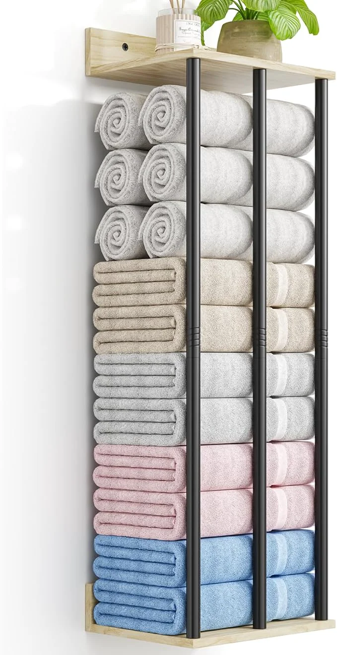Durable Towel Racks for Bathroom Wall Mounted 3 Bar Wall Towel Rack for Rolled Towels Pure