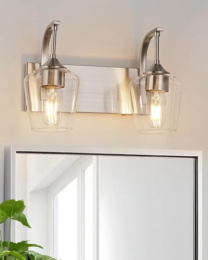 Functional Brushed Nickel Bathroom Light Fixtures Bathroom Vanity Light Enhanced