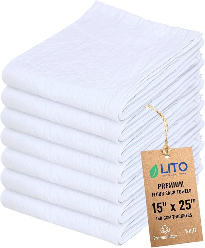 Eco-Friendly Flour Sack Towels Tea Towel for Crafts Kitchen Dish Cotton Blank Towel for Authentic