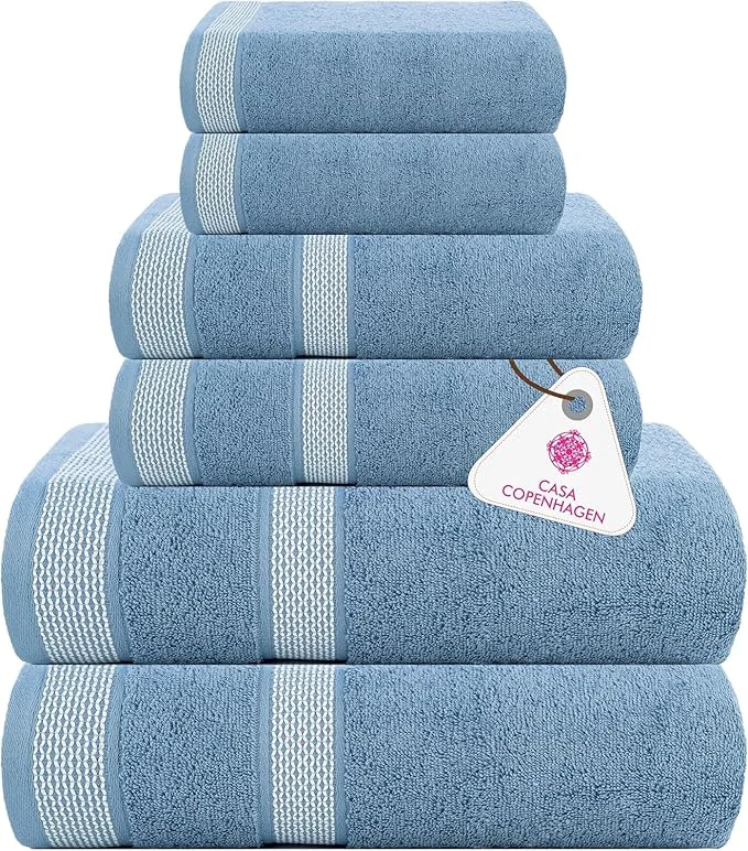Outstanding CASA COPENHAGEN Solitaire 6Pcs Egyptian Cotton Large Designer Towels Gift Secure