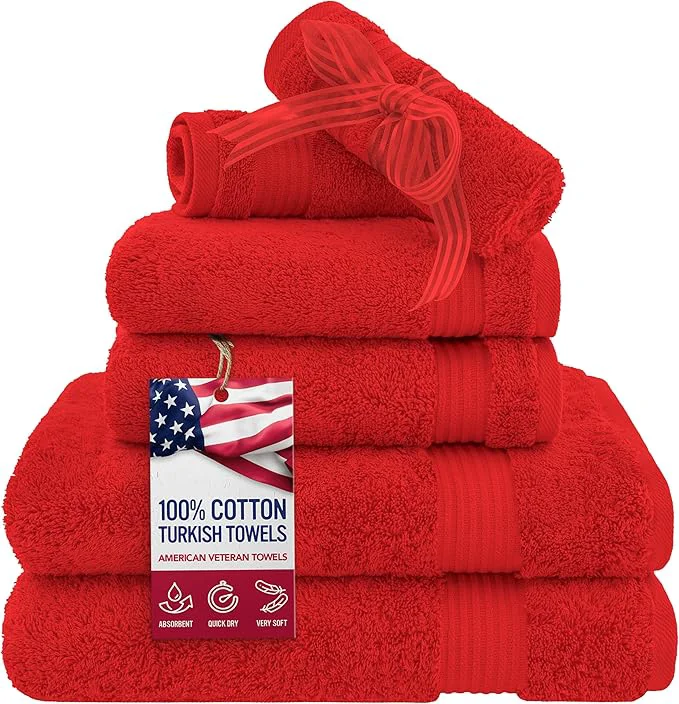 Premium American Veteran Towel 6 Piece Towel Set Modern
