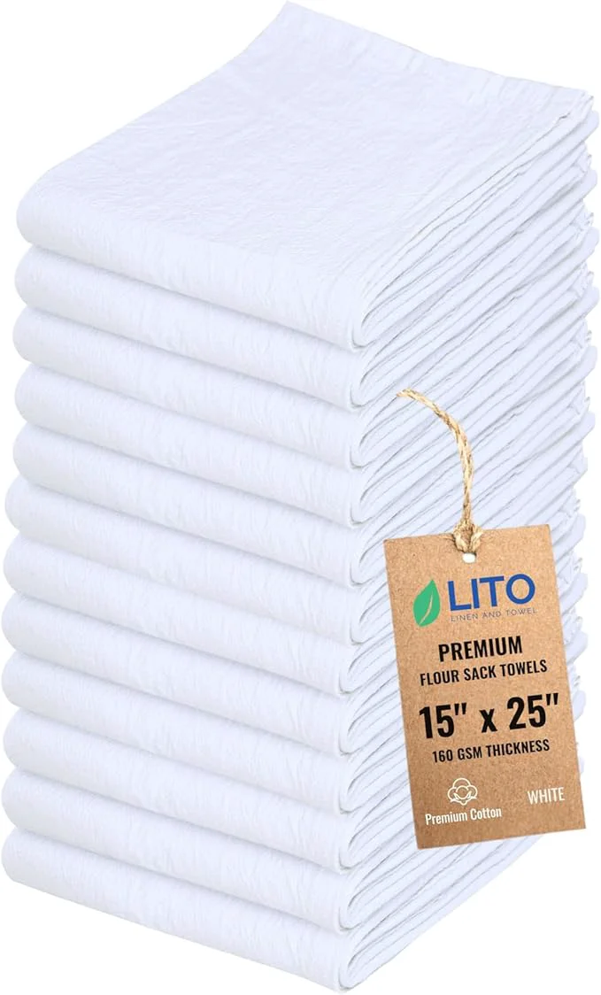High-End Flour Sack Towels Tea Towel for Crafts Kitchen Dish Cotton Blank Towel for Relaxed