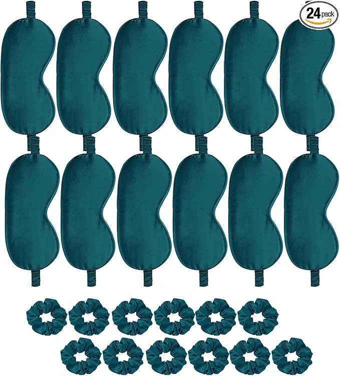 Sustainable 24Pcs Satin Eye Mask Silk Sleep Masks Silky Eyes Cover Blackout Blindfold Smooth
