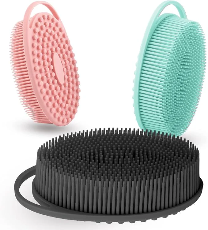 Top-Quality Silicone Body Scrubber 3 Pack Silicone Loofah Exfoliating Body Scrubber Soft Natural