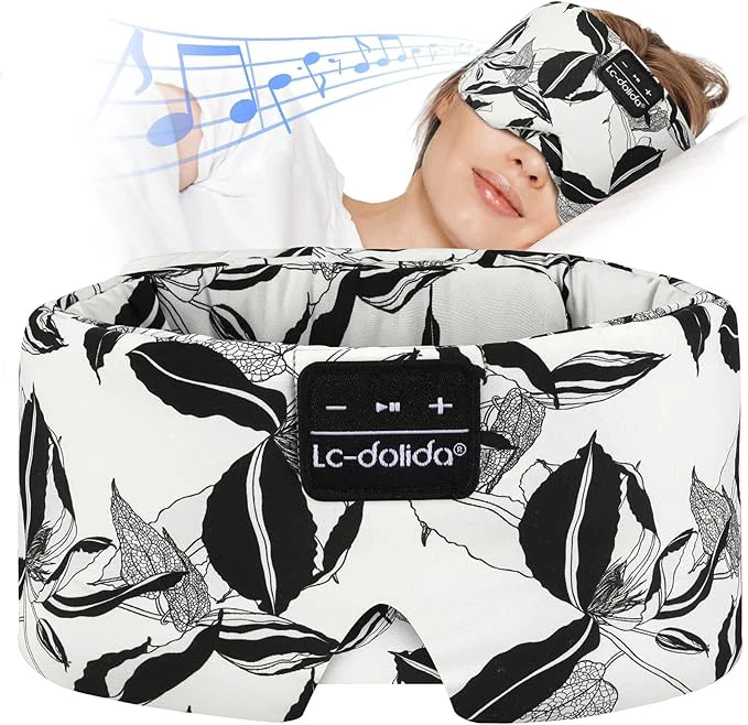 Verified LC-dolida Sleep Mask with Bluetooth Headphones Extra Large Silk Eye Mask Environmentally Friendly