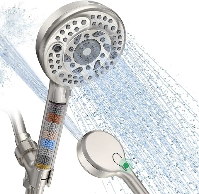 Soft Filtered Shower Head with Handheld 9-Spray Mode High Pressure Detachable Stylish