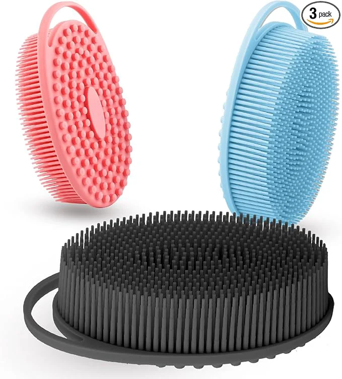 Relaxed Silicone Body Scrubber 3 Pack Silicone Loofah Exfoliating Body Scrubber Soft Healthy