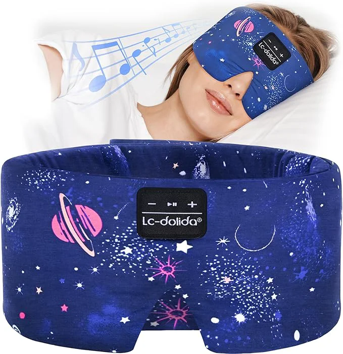 Authentic LC-dolida Sleep Mask with Bluetooth Headphones Extra Large Silk Eye Mask Contemporary