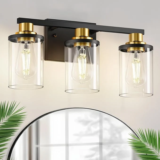 Efficient L LOHAS LED 3-Light Black and Gold Bathroom Light Fixtures 20 Inch Modern Reusable