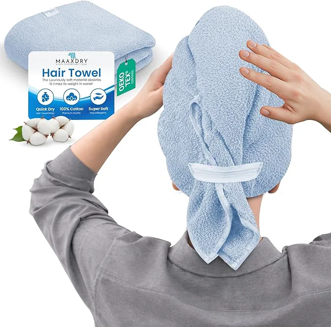 Effective Cotton Hair Towel Wrap for Women Men Kids – Non-Microfiber 450 GSM User-Friendly