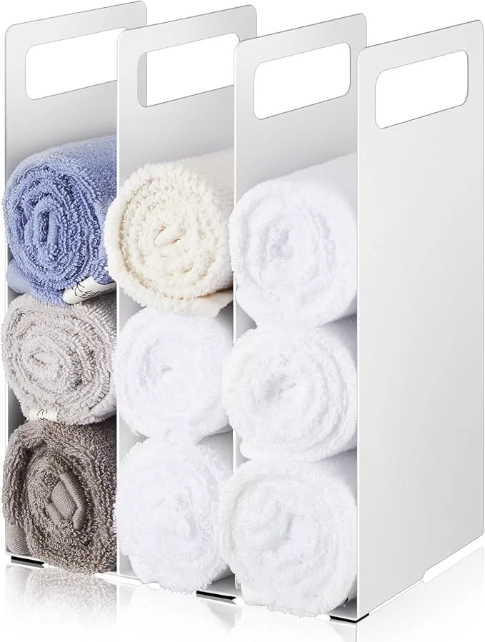 Premium Material LEIFIDE Set of 2 Interlocking Towel Organizer Metal Bathroom Towel Storage Rack Clean