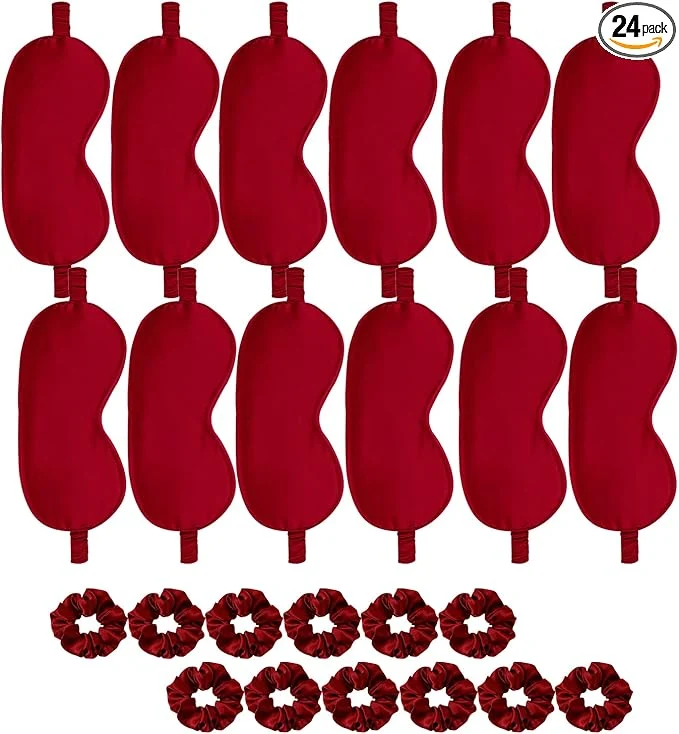 Versatile 24Pcs Satin Eye Mask Silk Sleep Masks Silky Eyes Cover Blackout Blindfold Long-Lasting