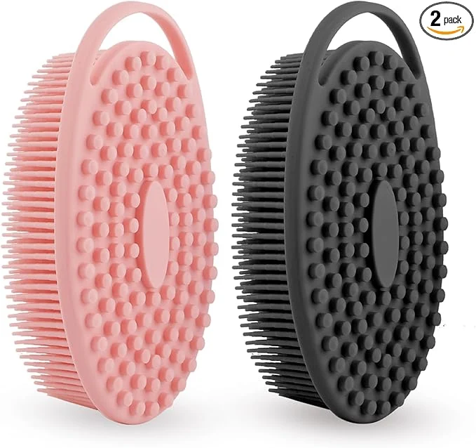 Natural Silicone Body Scrubber 2 Pack Silicone Loofah Exfoliating Body Scrubber Soft Excellent