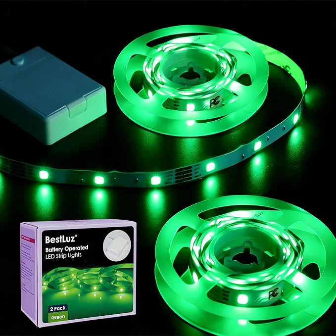 Enhanced Luz Battery Powered LED Strip Lights 2X 3.33ft Flexible Green Light Strip Luxury