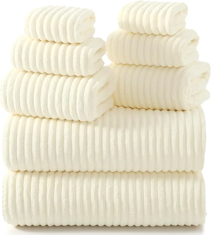 Environmentally Friendly REDKISS Cream Microfiber Bath Towels Set 8 Piece High-Grade