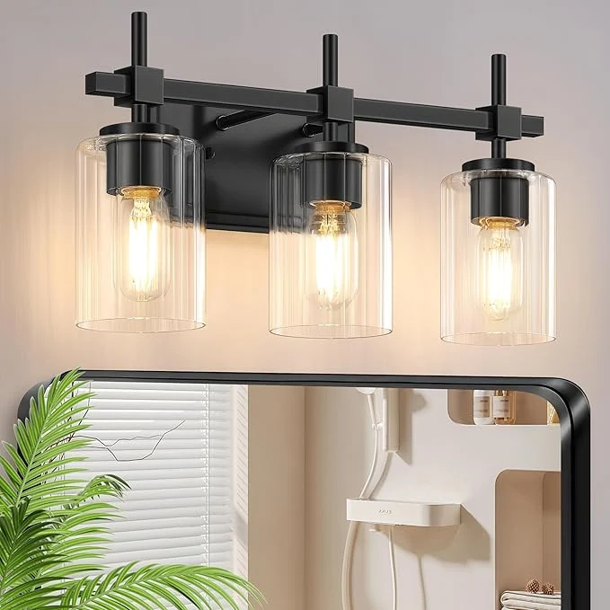 High-Grade Asnxcju 3-Light Matte Black Vanity Light Official