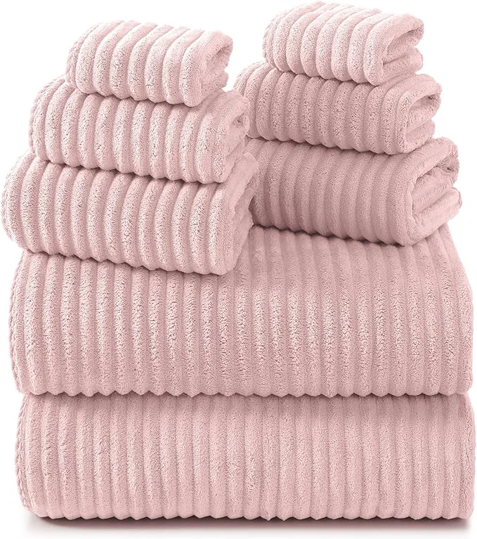 Practical REDKISS Pink Microfiber Bath Towels Set 8 Piece Original