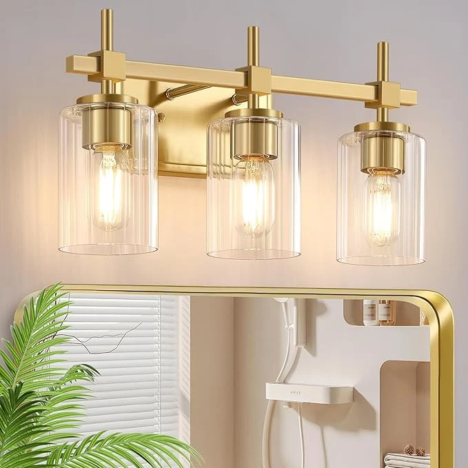 World-Class Asnxcju 3-Light Brushed Gold Bathroom Light Fixtures Modern Gold Vanity Lights Breathable
