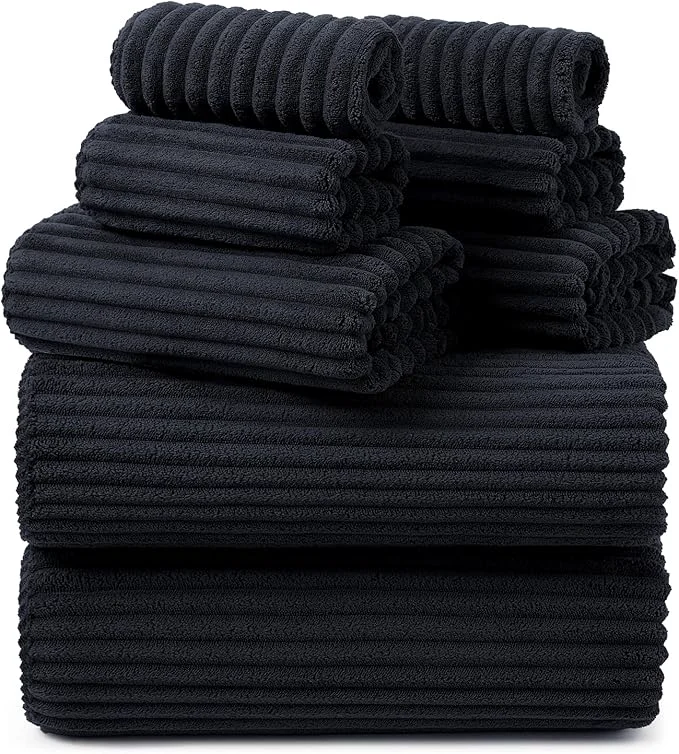 Genuine REDKISS Black Bath Towels Set 8 Piece Proven