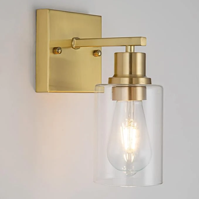 Recyclable 1-Lights Gold Bathroom Light Fixture Brushed Brass Vanity Light Functional