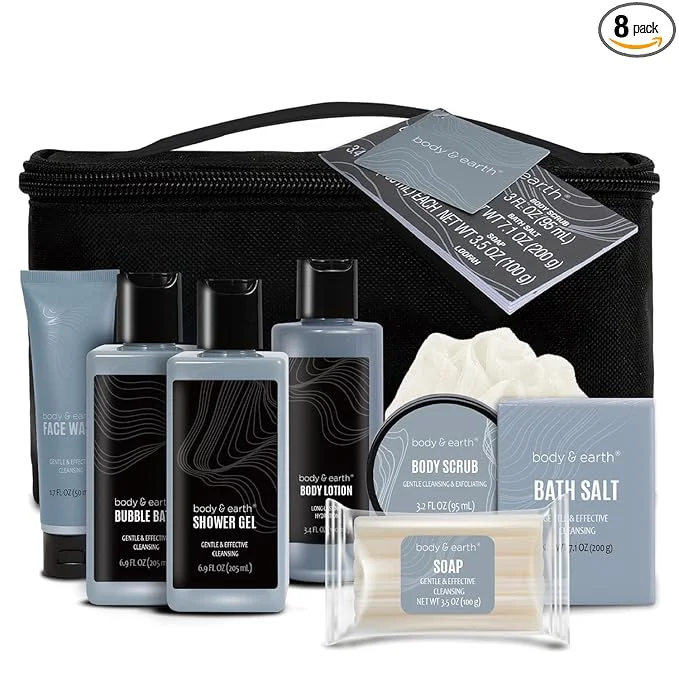 Luxury Gift Baskets for Men Bath Set Body Earth Leathers Mens Body Wash Set Secure