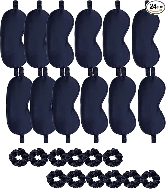 Expertly Made 24Pcs Satin Eye Mask Silk Sleep Masks Silky Eyes Cover Blackout Blindfold Luxury