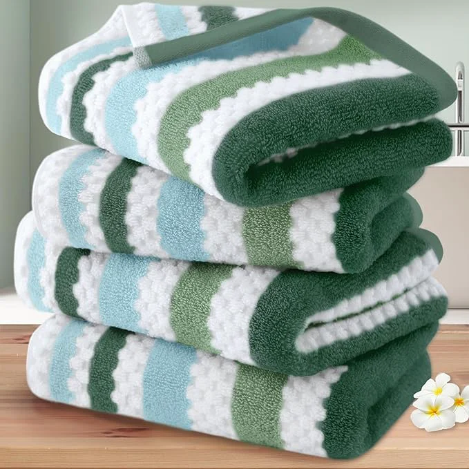 User-Friendly Waffle Hand Towels for Bathroom Hand Towel Set of 4 Striped Bathroom Hand Fine Crafted