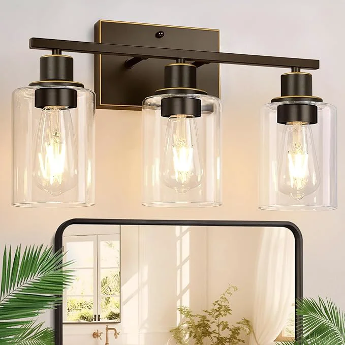 Luxury Indoi 3 Light Bathroom Light Fixtures Oil-Rubbed Bronze Modern Vanity Lights Breathable