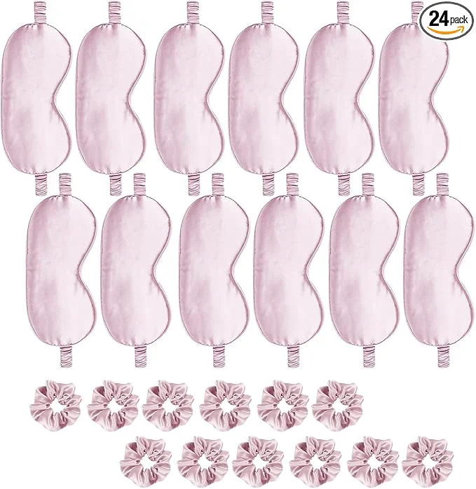 Premium Material 24Pcs Satin Eye Mask Silk Sleep Masks Silky Eyes Cover Blackout Blindfold Unique