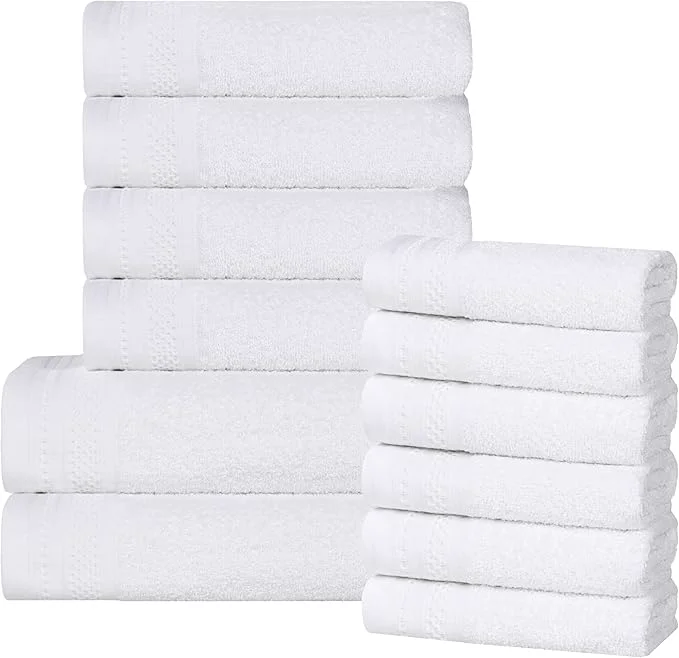 Top-Quality Superior Honeycomb Cotton 500 GSM 12 Piece Bath Towel Set 6 Washcloths Excellent