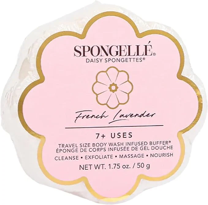 Trusted Spongellé French Lavender Daisy Spongette Bath Sponge Built-in Body Wash Trendy