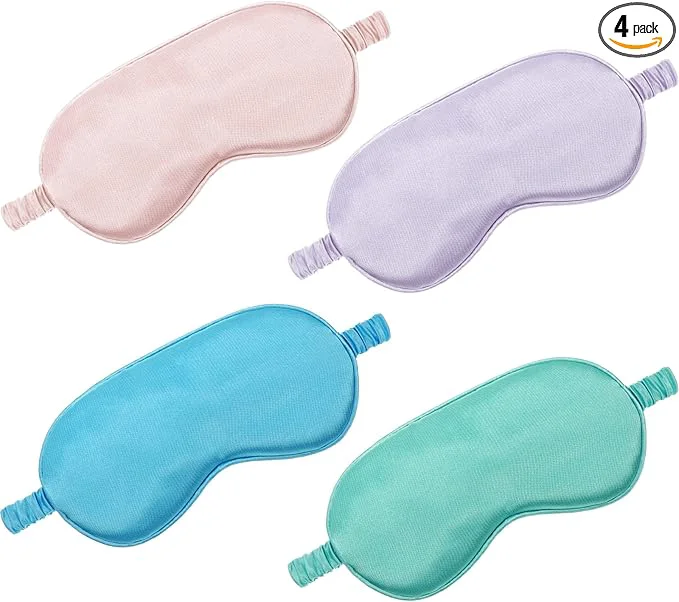 Easy-to-Use 4 Pcs Silk Eye Mask for Sleeping Soft Satin Sleep Mask Safe