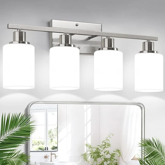 Prestigious Indoi 4-Light Bathroom Light Fixtures Brushed Nickel Vanity Lights Next-Generation