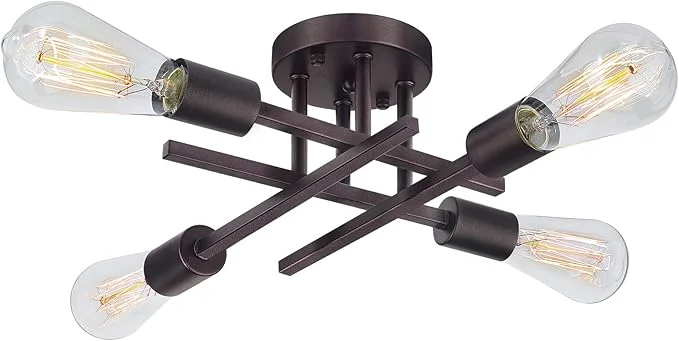Verified SunRider Industrial 4-Light Semi Flush Mount Ceiling Light Fixture Bronze Consistent