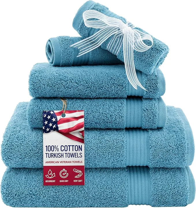Natural American Veteran Towel 6 Piece Towel Set Enhanced