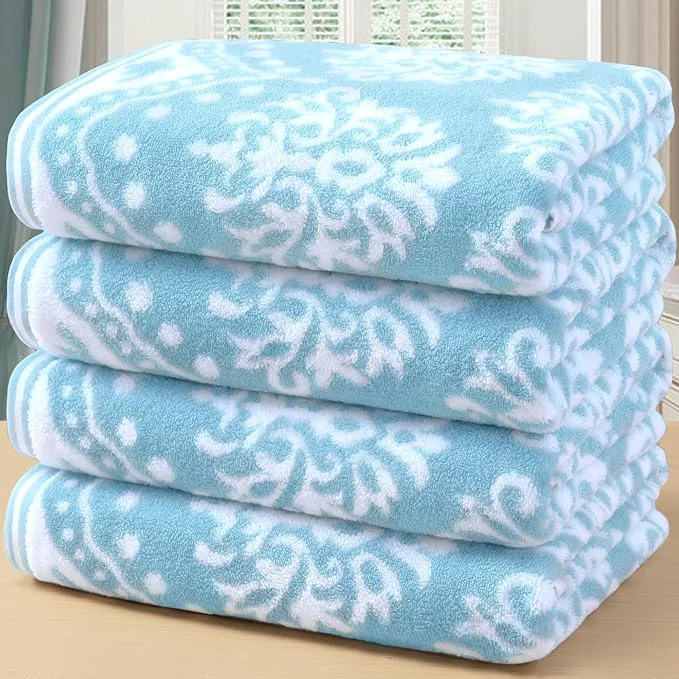 Durable Patterned Bath Towels Pure