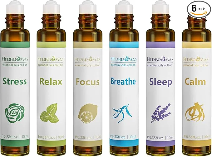 Professional Aromatherapy Essential Oils Roll On Set Natural Pre-diluted Blend Oils Solid