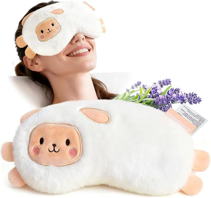 Soft Lavender Weighted Eye Pillow for Yoga Microwavable Moist Heat Eye Compress High-End