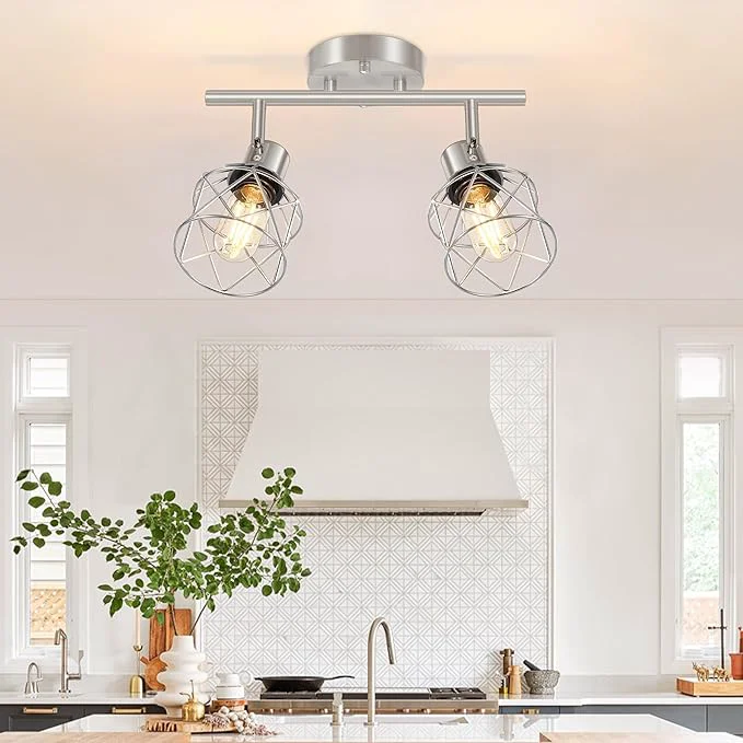 Traditional Baocuz 2-Light Brushed Nickel Semi Flush Mount Ceiling Light Hallway Light Contemporary