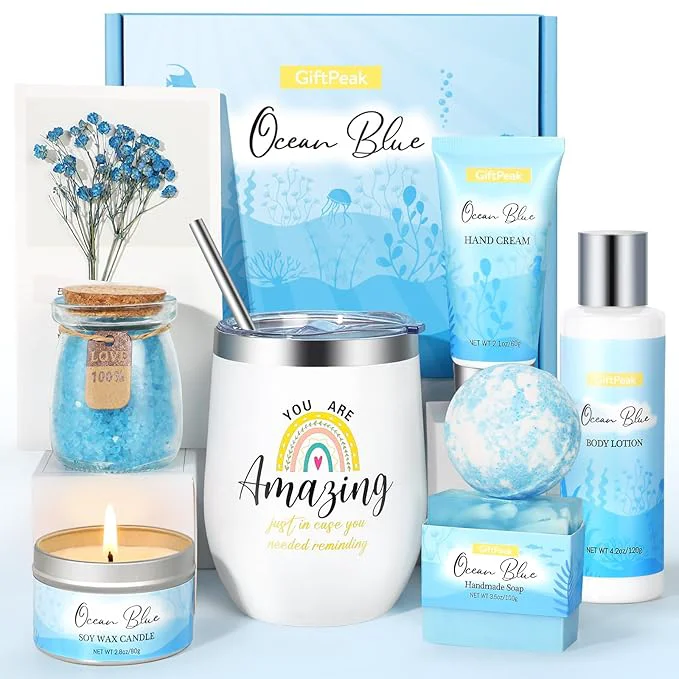 Original Birthday Gifts for Women Ocean Scented Relaxing Spa Gift Baskets for Women Mom Eco-Friendly