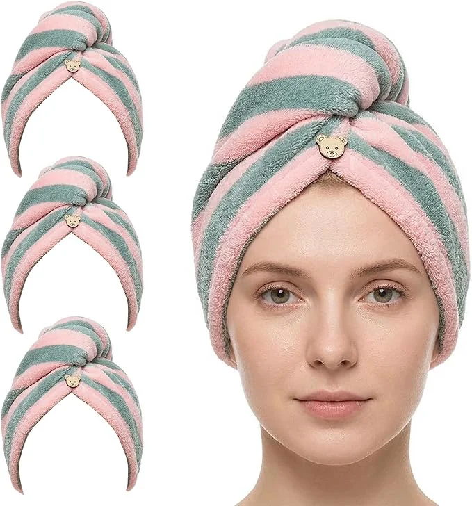 Reusable 3 Pack Microfiber Hair Towel Wrap Classic
